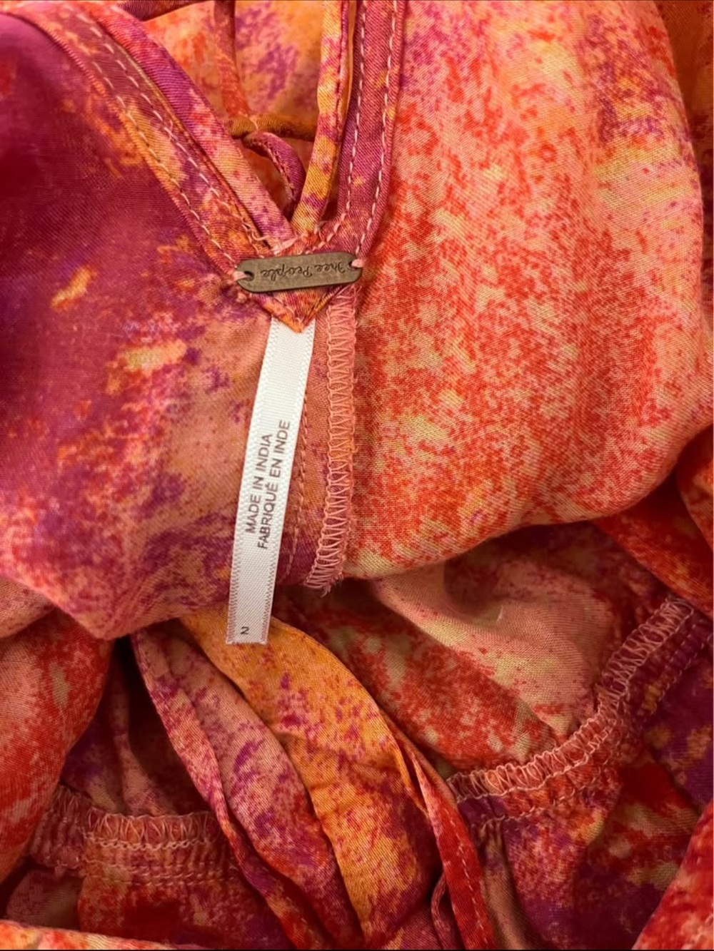 Free People Orange Tie-Dye Button-Front Maxi Dress - Picture 4 of 4